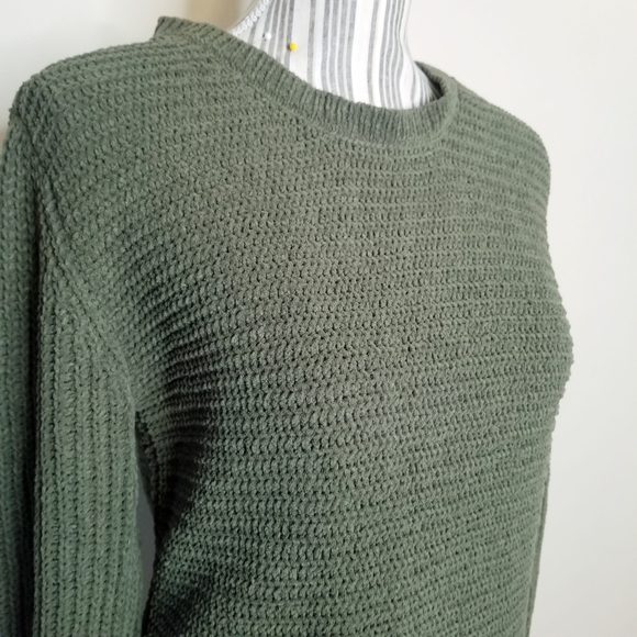 BB Dakota Chenille Knit Sweater Army Green Sz S - Picture 3 of 6